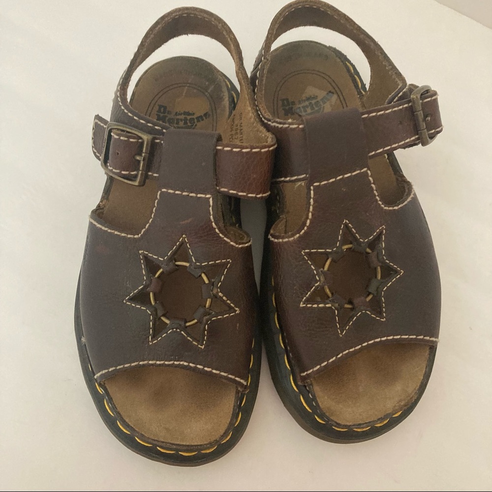 Dr. Martens Vintage Star Cut Out Leather Sandals Made In England Brown Size 6